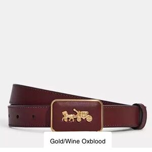 New🍷Coach Grace Plaque Buckle Belt, 25 Mm Wine oxblood